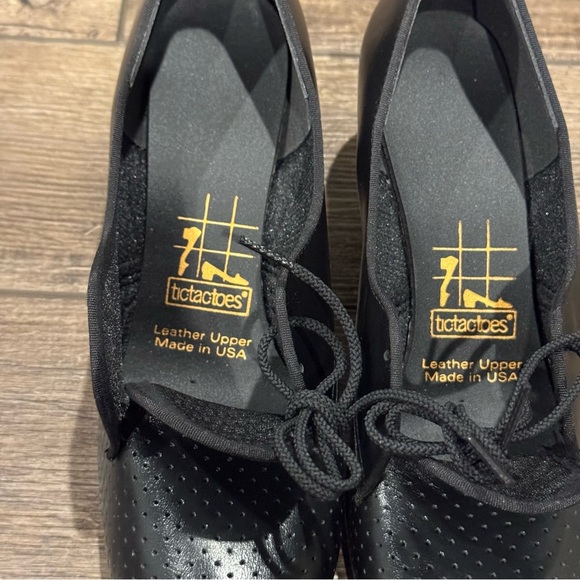 VTG Tic Tac Toes Black Pumps Ballroom Theater Dancing Leather Heels Women 8.5 - Picture 13 of 16